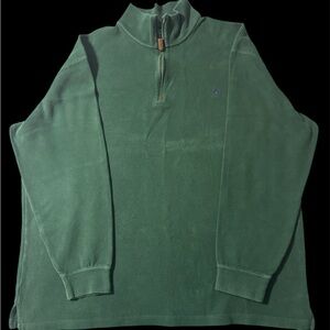 Men's Polo Green Quarter-Zip Sweater